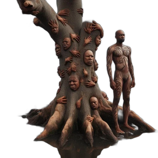 tree, creature, animal, face, 3d render, concept art, photorealistic, fantasy art transparent PNG cut-out