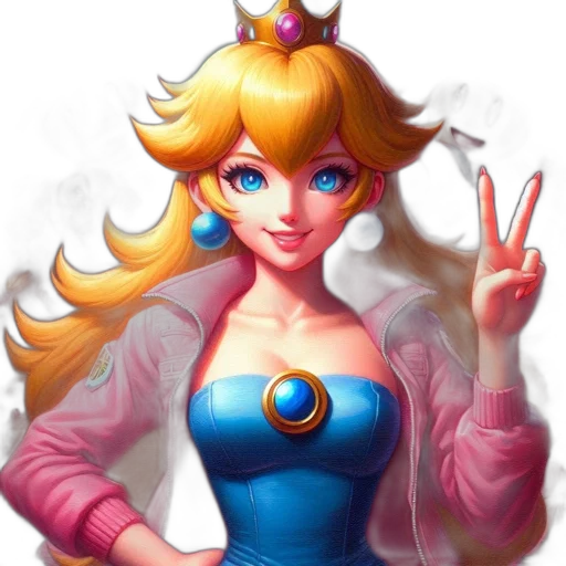 crown, dress, fantasy art, concept art, pixel art, anime, princess, peach transparent PNG cut-out