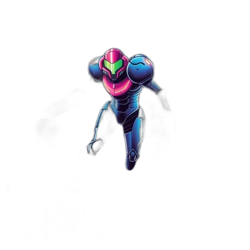 robot, creature, mask, jacket, concept art, pixel art, vaporwave, watercolor transparent PNG cut-out