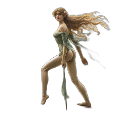 creature, dress, concept art, fantasy art, 3d render, pixel art, underwater, earth tones transparent PNG cut-out