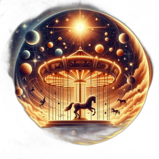 dragon, fantasy art, concept art, outer space, whimsical, carousel, floats, amidst transparent PNG cut-out
