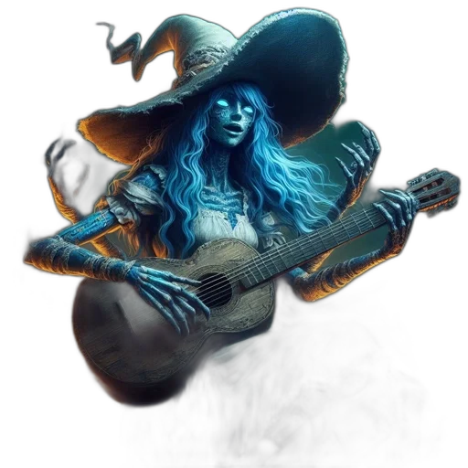 hat, fantasy art, concept art, watercolor, photorealistic, blue, dark, unusual transparent PNG cut-out