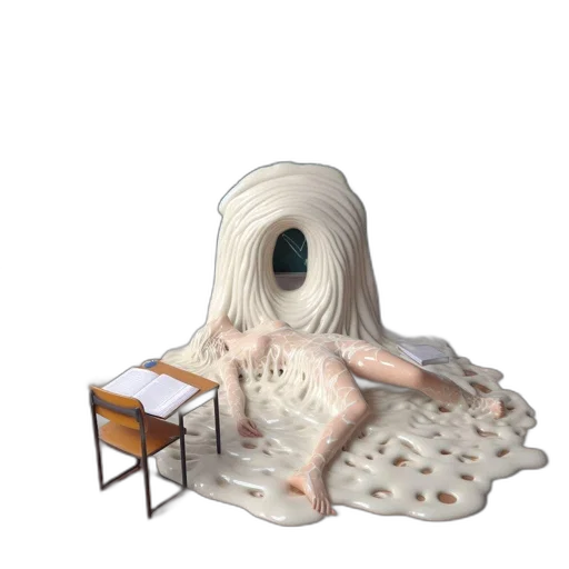 furniture, creature, mask, dress, 3d render, concept art, photorealistic, outer space transparent PNG cut-out