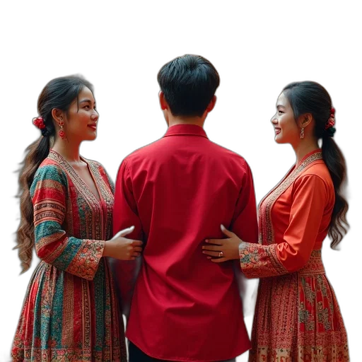 dress, forest, fire, red, group, people, dressed, traditional transparent PNG cut-out