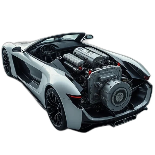 car, 3d render, image, aluminum transparent PNG cut-out