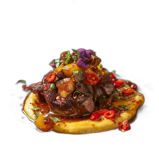 food, crown, animal, photorealistic, gourmet, dish, featuring, piece transparent PNG cut-out
