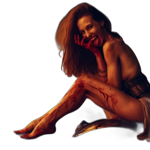 creature, animal, photorealistic, concept art, fantasy art, distressed, woman, disheveled transparent PNG cut-out