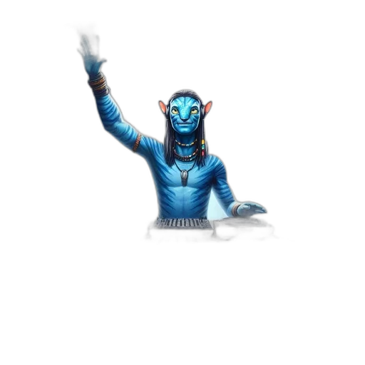 robot, mask, staff, pixel art, concept art, 3d render, fantasy art, blue transparent PNG cut-out