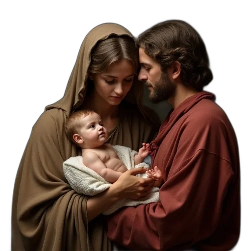 photorealistic, jesus, baby, mary transparent PNG cut-out