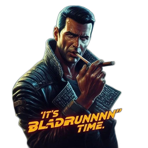 jacket, cyberpunk, comic book art, concept art, pixel art, man, leather, stands transparent PNG cut-out