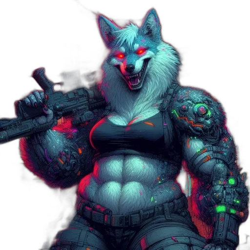 weapon, cyberpunk, concept art, fantasy art, pixel art, neon lights, red, blue transparent PNG cut-out