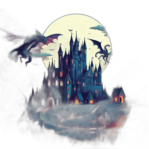 dragon, fantasy art, concept art, watercolor, pixel art, fog, underwater, night transparent PNG cut-out