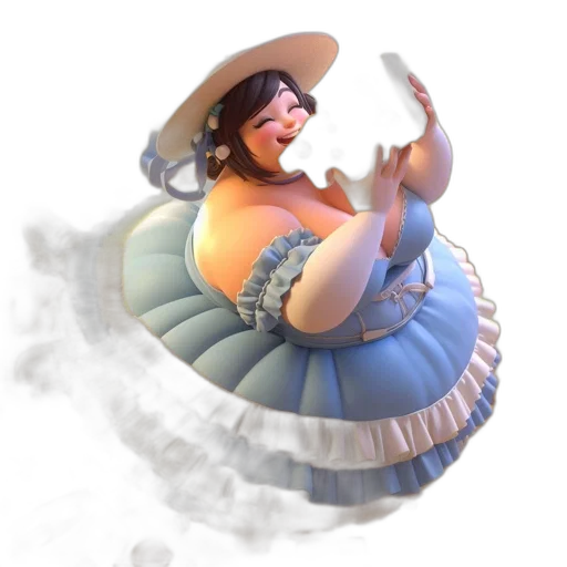 dress, hat, staff, 3d render, concept art, fantasy art, photorealistic, fog transparent PNG cut-out