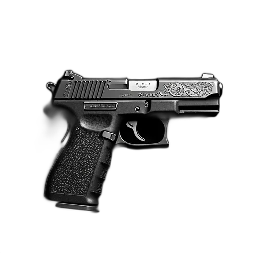 weapon, 3d render, photorealistic, black transparent PNG cut-out