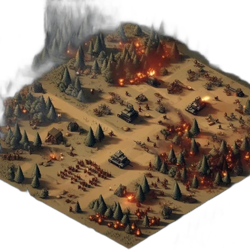 concept art, fantasy art, 3d render, pixel art, fog, forest, fire, night transparent PNG cut-out