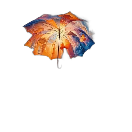 umbrella, staff, jacket, hat, photorealistic, 3d render, watercolor, oil painting transparent PNG cut-out