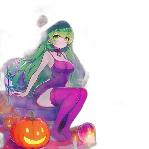 dress, anime, concept art, fantasy art, pixel art, outer space, fire, green transparent PNG cut-out
