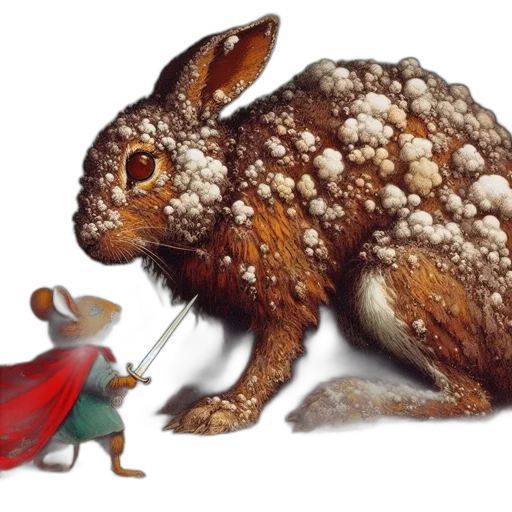 concept art, fantasy art, snow, rabbit, white, growths, sword-wielding, mouse transparent PNG cut-out