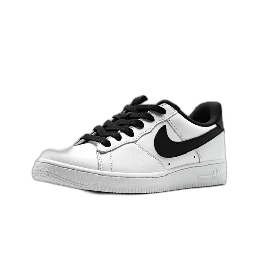 shoes, white, sneaker, black, logo, side, lace, displayed transparent PNG cut-out