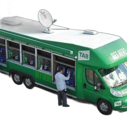3d render, green, tab, betting, van, man, standing, front transparent PNG cut-out