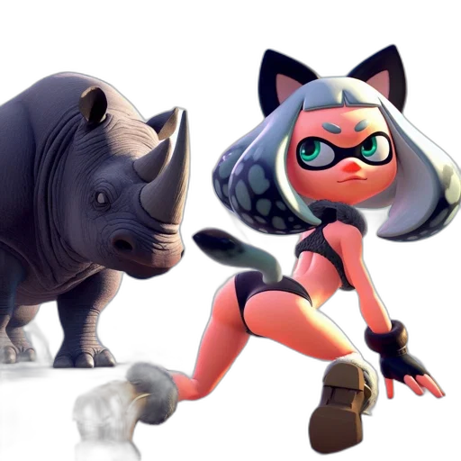 animal, concept art, 3d render, fantasy art, cartoon, monochrome, anthropomorphic, cat transparent PNG cut-out
