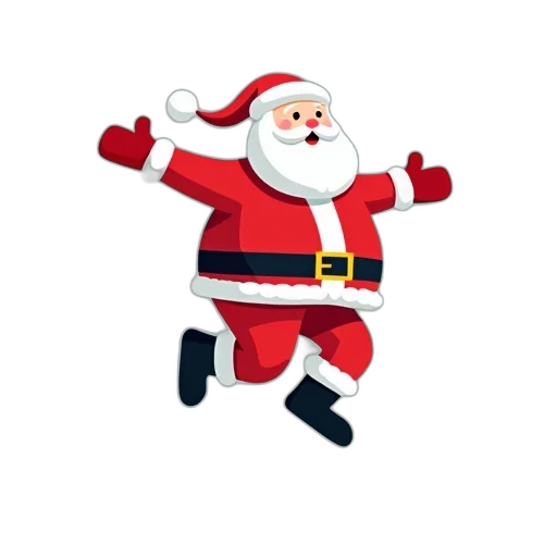 stylized, illustration, santa, claus, mid-air, wearing, red, suit transparent PNG cut-out