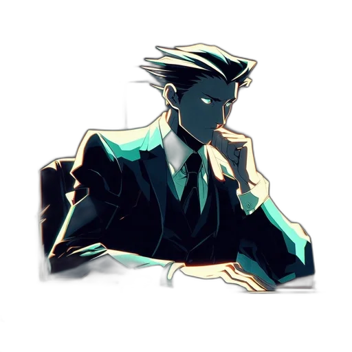 jacket, staff, mask, creature, pixel art, concept art, vaporwave, cartoon transparent PNG cut-out