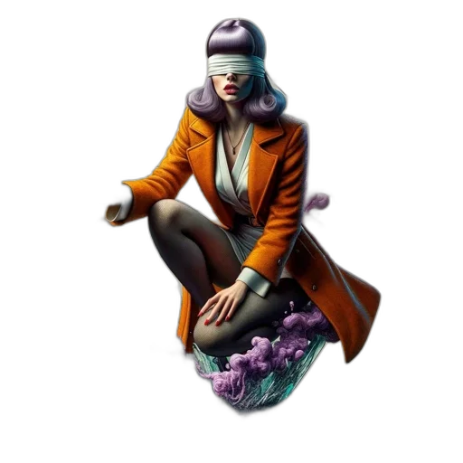 jacket, staff, concept art, 3d render, fantasy art, comic book art, underwater, dark transparent PNG cut-out