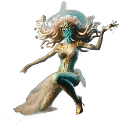 creature, hair, staff, mask, concept art, fantasy art, 3d render, comic book art transparent PNG cut-out