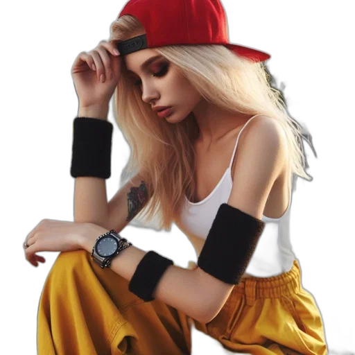 jewelry, hat, dress, jacket, photorealistic, concept art, cyberpunk, cartoon transparent PNG cut-out