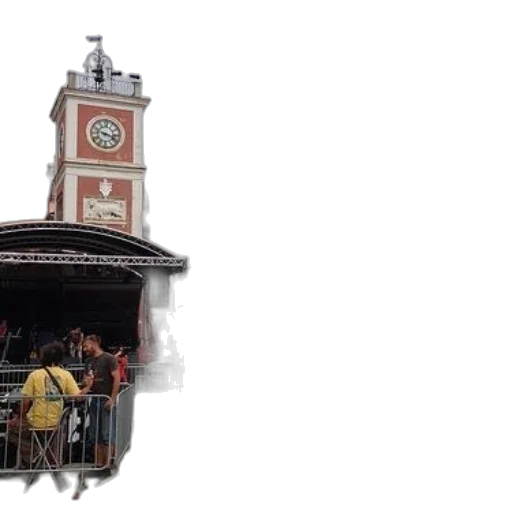 building, 3d render, concept art, bustling, town, square, clock, tower transparent PNG cut-out