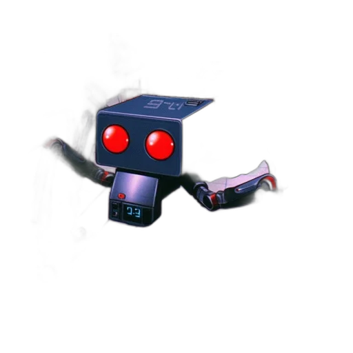 robot, staff, weapon, mask, 3d render, concept art, pixel art, cyberpunk transparent PNG cut-out