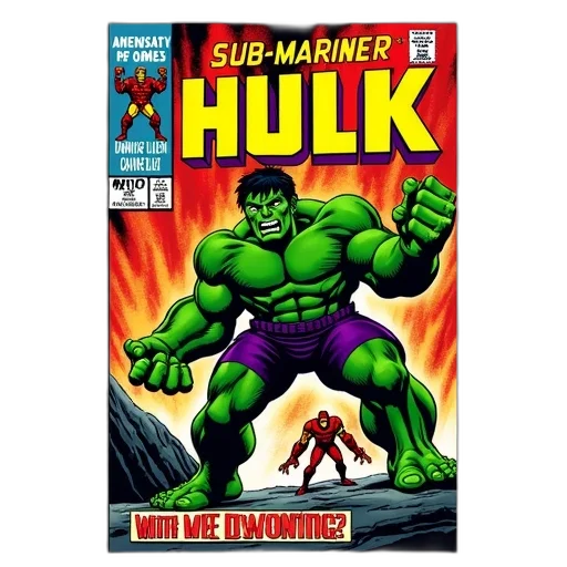 comic book art, concept art, comic, book, cover, featuring, incredible, hulk transparent PNG cut-out