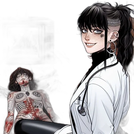 staff, concept art, comic book art, cyberpunk, anime, fire, monochrome, dark transparent PNG cut-out