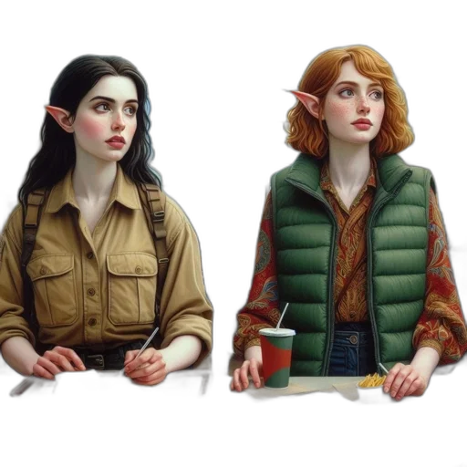 jacket, concept art, fantasy art, pixel art, 3d render, earth tones, green, two transparent PNG cut-out