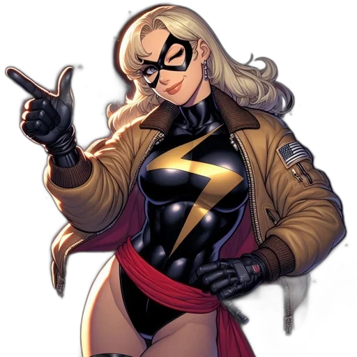 jacket, comic book art, concept art, cartoon, female, superhero, blonde, hair transparent PNG cut-out
