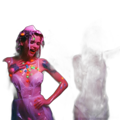 dress, mask, creature, concept art, 3d render, vaporwave, photorealistic, outer space transparent PNG cut-out