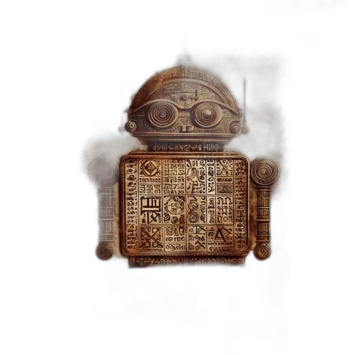 robot, mask, weapon, building, concept art, 3d render, fantasy art, pixel art transparent PNG cut-out