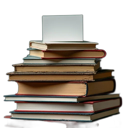 staff, close-up, view, pile, various, books, cards, focus transparent PNG cut-out