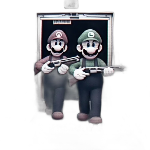 staff, robot, weapon, 3d render, concept art, pixel art, monochrome, mario transparent PNG cut-out