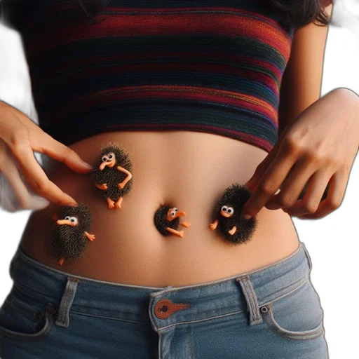 jewelry, individual, wears, striped, crop, top, jeans, while transparent PNG cut-out
