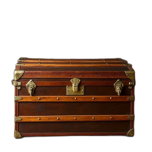 furniture, crown, jewelry, steamer, trunk, brass, hardware, stripped transparent PNG cut-out
