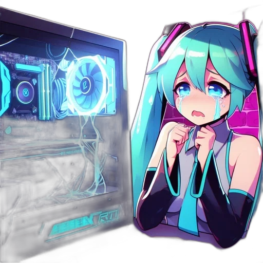 robot, cyberpunk, vaporwave, anime, concept art, neon lights, outer space, blue transparent PNG cut-out