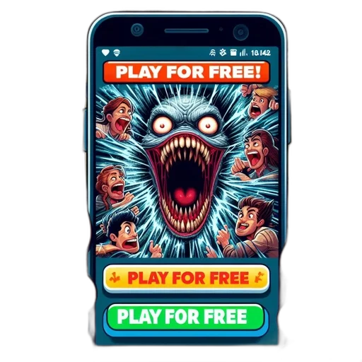 concept art, individual, holds, smartphone, displaying, advertising, banner, terrifying transparent PNG cut-out