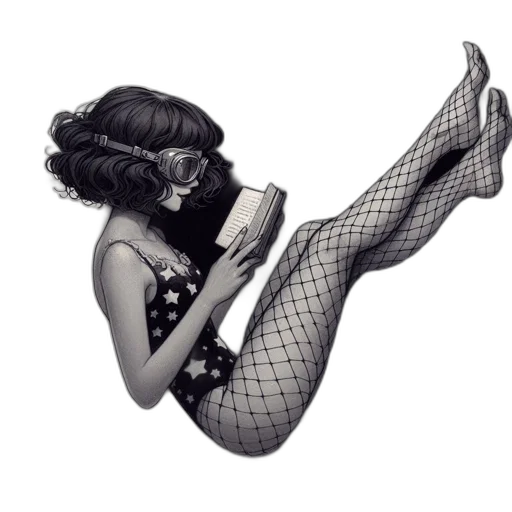 dress, shoes, comic book art, pencil sketch, concept art, cartoon, illustration, features transparent PNG cut-out