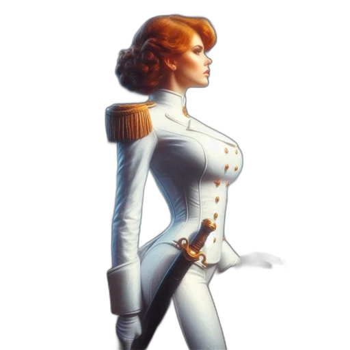 jacket, staff, dress, robot, concept art, comic book art, fantasy art, pixel art transparent PNG cut-out