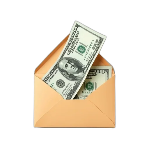3d render, money, falling, envelope transparent PNG cut-out