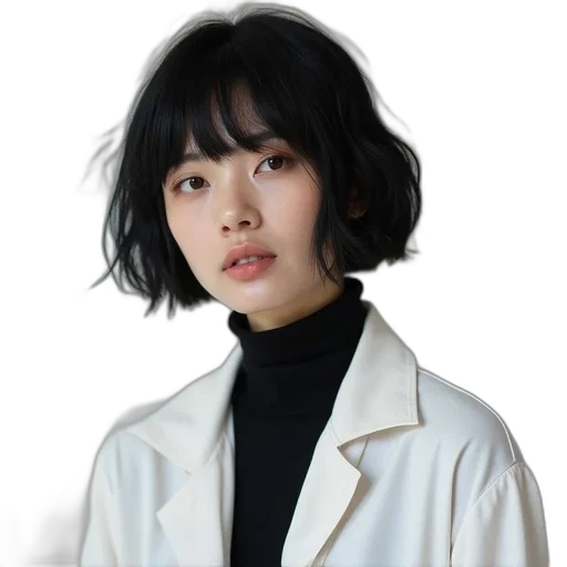 jacket, staff, face, robot, photorealistic, oil painting, cyberpunk, concept art transparent PNG cut-out