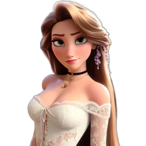 dress, jewelry, crown, face, fantasy art, 3d render, concept art, cartoon transparent PNG cut-out