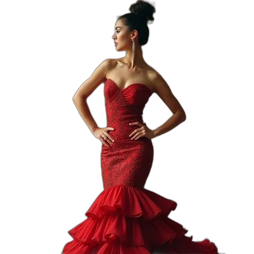 dress, jewelry, woman, flamenco transparent PNG cut-out